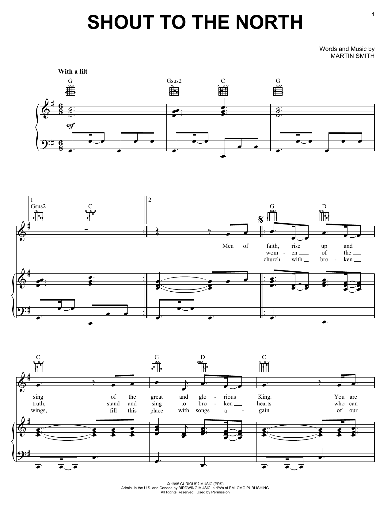 Download Robin Mark Shout To The North Sheet Music and learn how to play Piano, Vocal & Guitar (Right-Hand Melody) PDF digital score in minutes