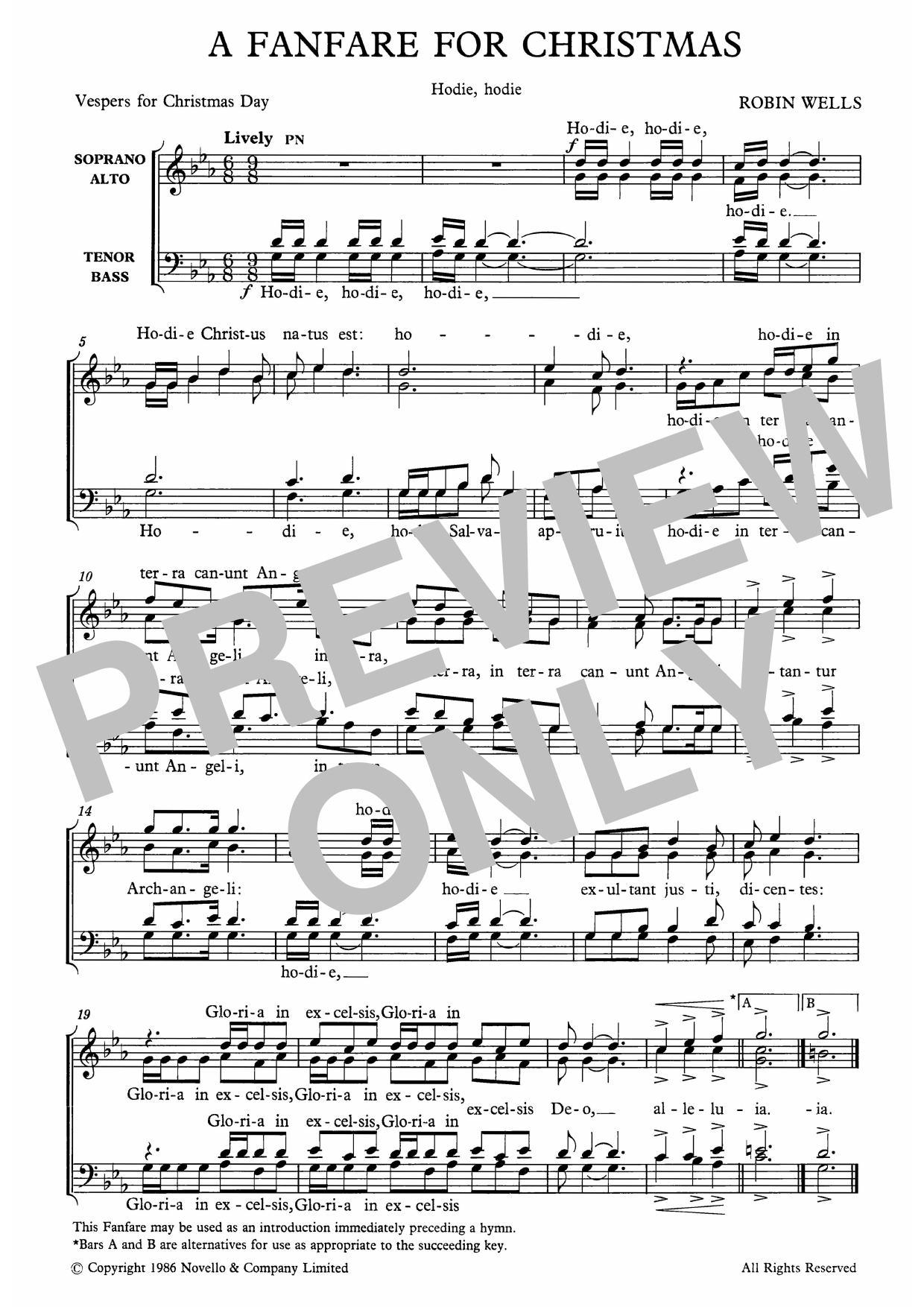 Download Robin Wells A Fanfare For Christmas Sheet Music and learn how to play SATB Choir PDF digital score in minutes