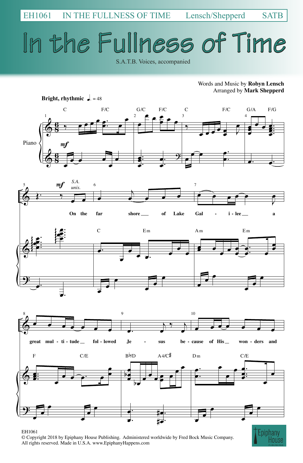 Download Robyn Lensch In The Fullness Of Time (arr. Mark Shepperd) Sheet Music and learn how to play SATB Choir PDF digital score in minutes