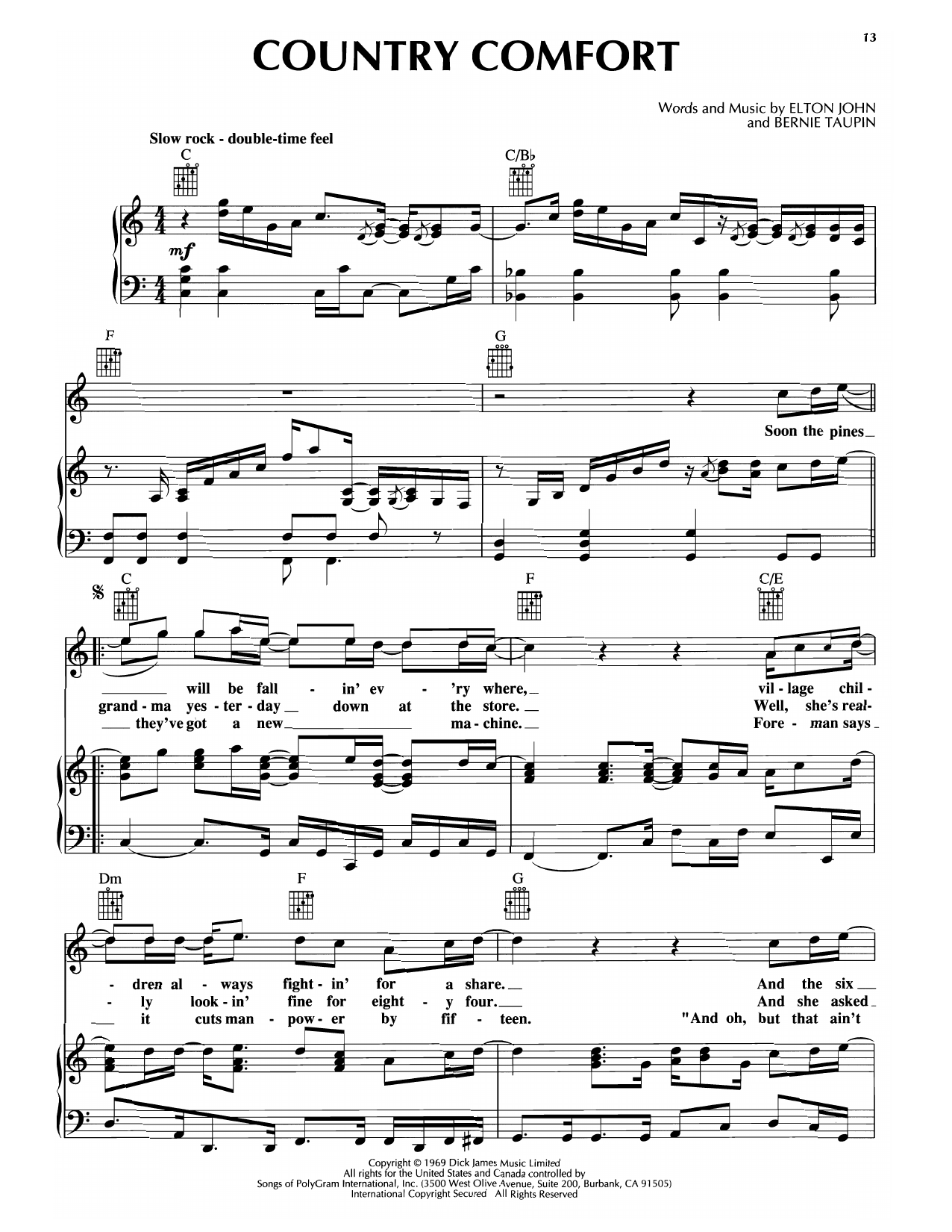 Download Rod Stewart Country Comfort Sheet Music and learn how to play Piano, Vocal & Guitar Chords (Right-Hand Melody) PDF digital score in minutes