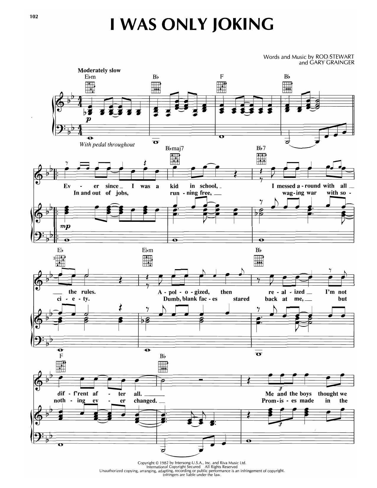 Download Rod Stewart I Was Only Joking Sheet Music and learn how to play Piano, Vocal & Guitar Chords (Right-Hand Melody) PDF digital score in minutes