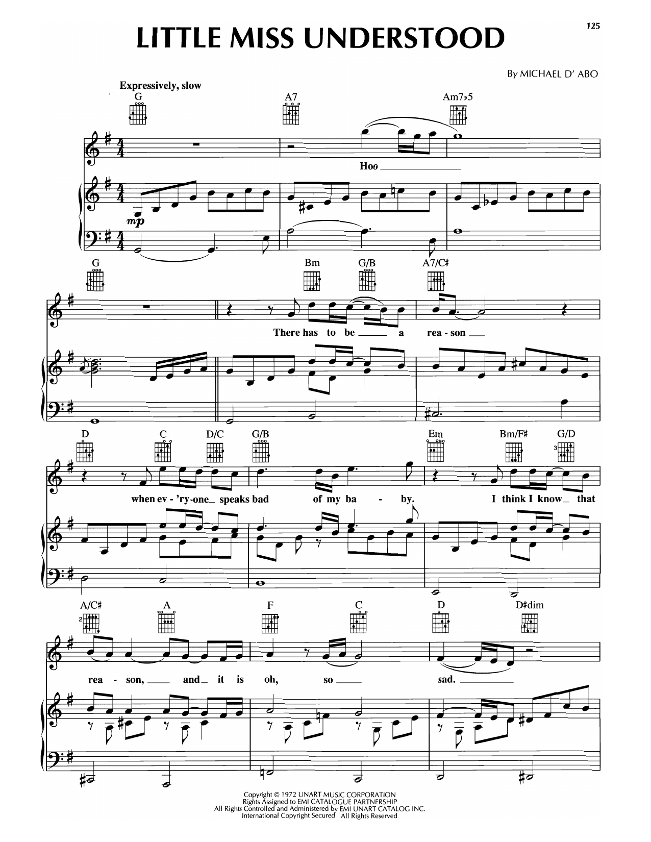 Download Rod Stewart Little Miss Understood Sheet Music and learn how to play Piano, Vocal & Guitar Chords (Right-Hand Melody) PDF digital score in minutes