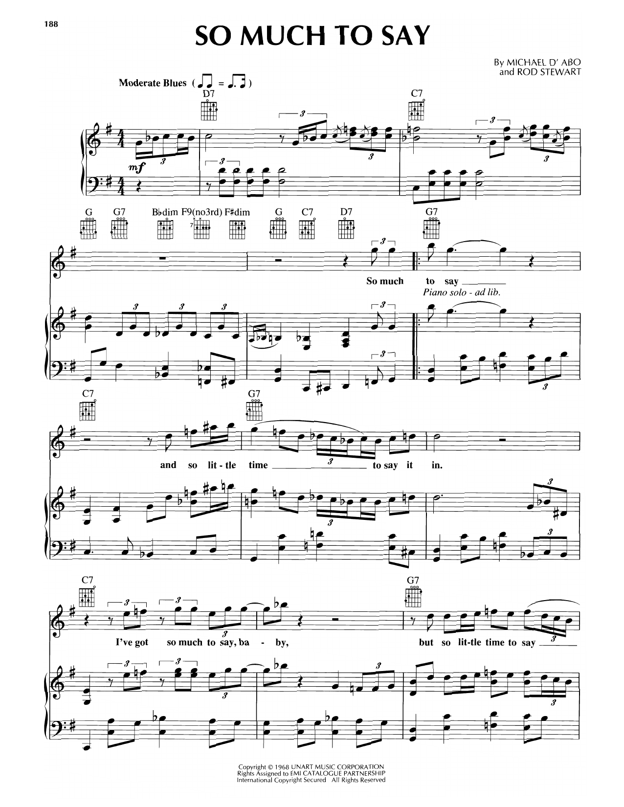 Download Rod Stewart So Much To Say Sheet Music and learn how to play Piano, Vocal & Guitar Chords (Right-Hand Melody) PDF digital score in minutes