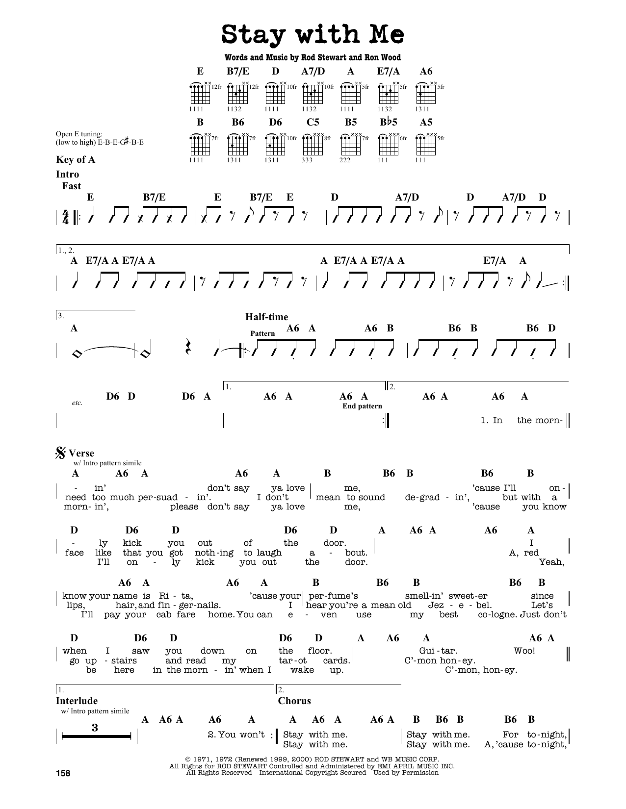 Download Rod Stewart Stay With Me Sheet Music and learn how to play Real Book – Melody, Lyrics & Chords PDF digital score in minutes