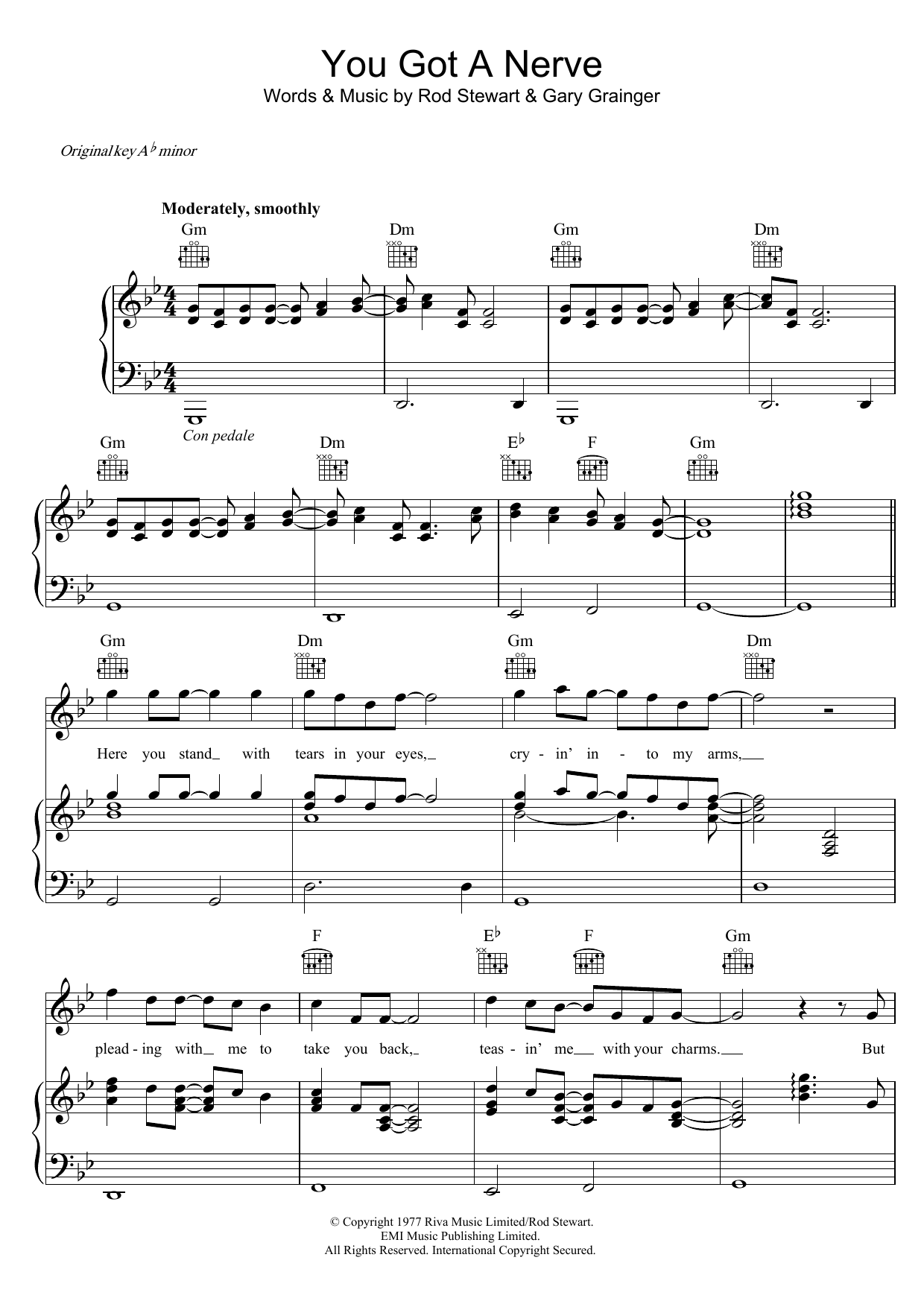 Download Rod Stewart You Got A Nerve Sheet Music and learn how to play Piano, Vocal & Guitar (Right-Hand Melody) PDF digital score in minutes