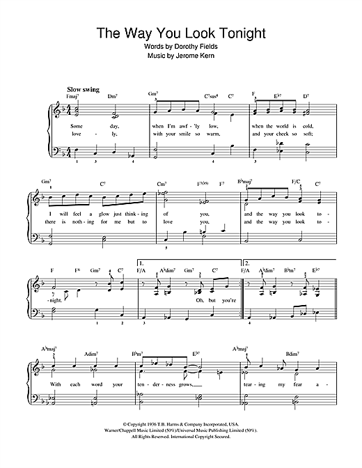 Download Rod Stewart The Way You Look Tonight Sheet Music and learn how to play Beginner Piano PDF digital score in minutes