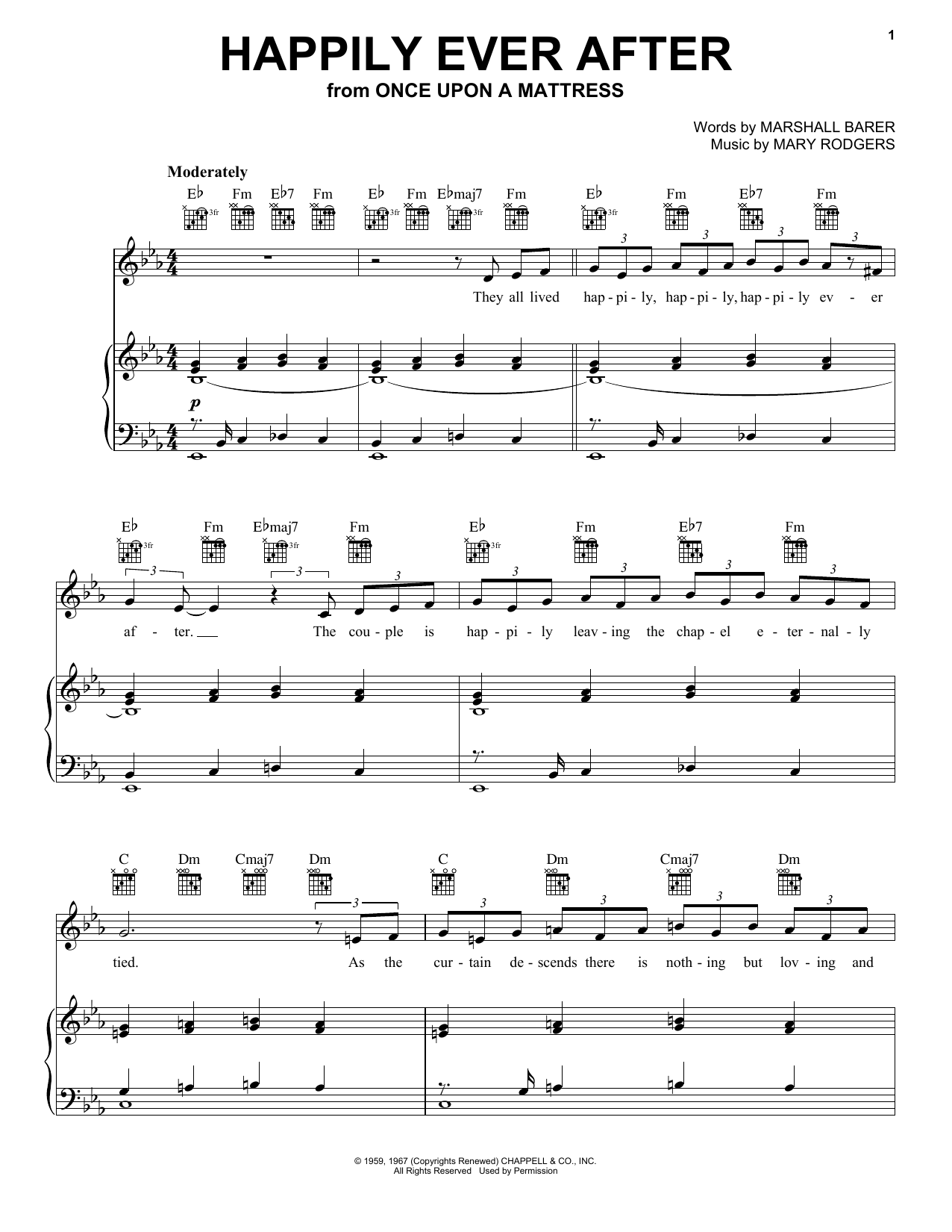 Download Mary Rodgers Happily Ever After Sheet Music and learn how to play Piano, Vocal & Guitar (Right-Hand Melody) PDF digital score in minutes