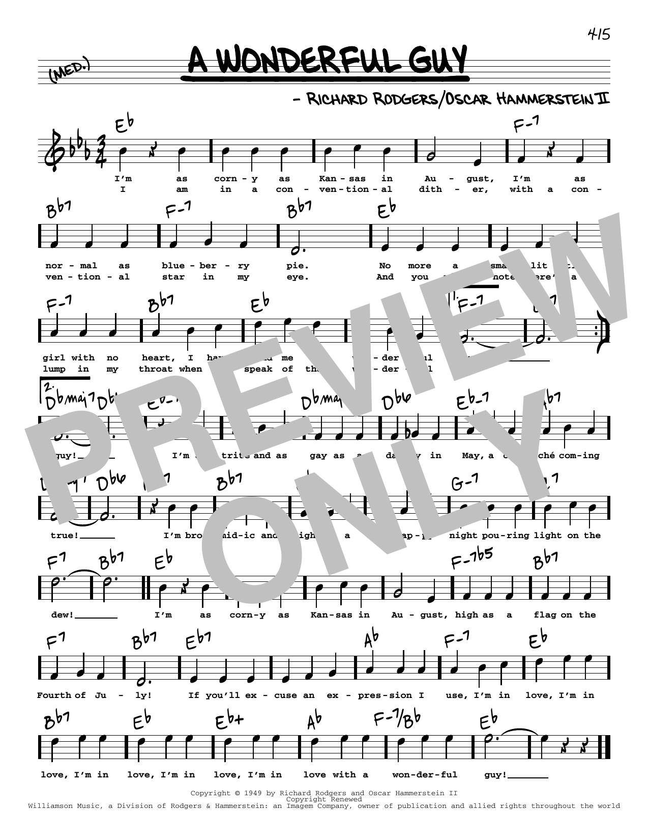 Download Rodgers & Hammerstein A Wonderful Guy (High Voice) (from South Pacific) Sheet Music and learn how to play Real Book – Melody, Lyrics & Chords PDF digital score in minutes
