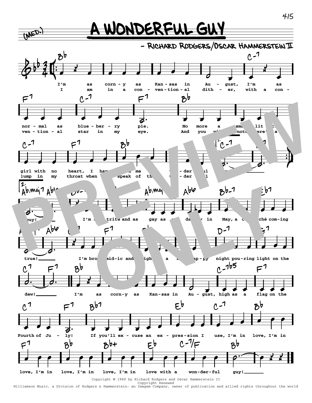 Download Rodgers & Hammerstein A Wonderful Guy (Low Voice) Sheet Music and learn how to play Real Book – Melody, Lyrics & Chords PDF digital score in minutes