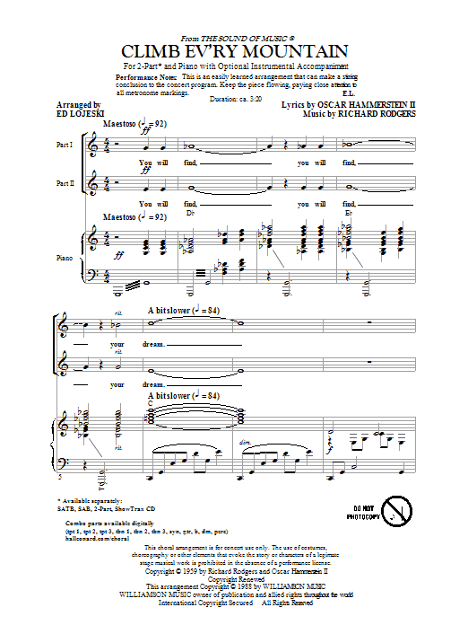 Download Ed Lojeski Climb Ev'ry Mountain Sheet Music and learn how to play SAB PDF digital score in minutes