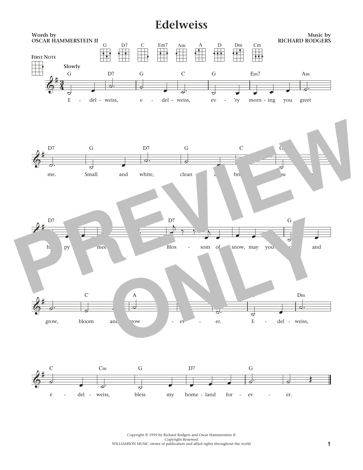 Download Rodgers & Hammerstein Edelweiss Sheet Music and learn how to play Ukulele PDF digital score in minutes