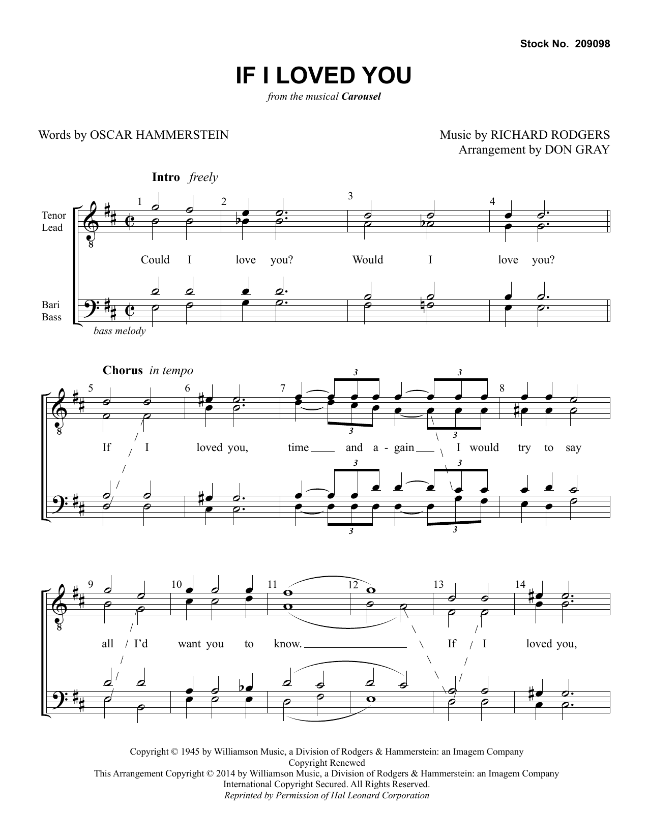 Download Rodgers & Hammerstein If I Loved You (from Carousel) (arr. Don Gray) Sheet Music and learn how to play TTBB Choir PDF digital score in minutes