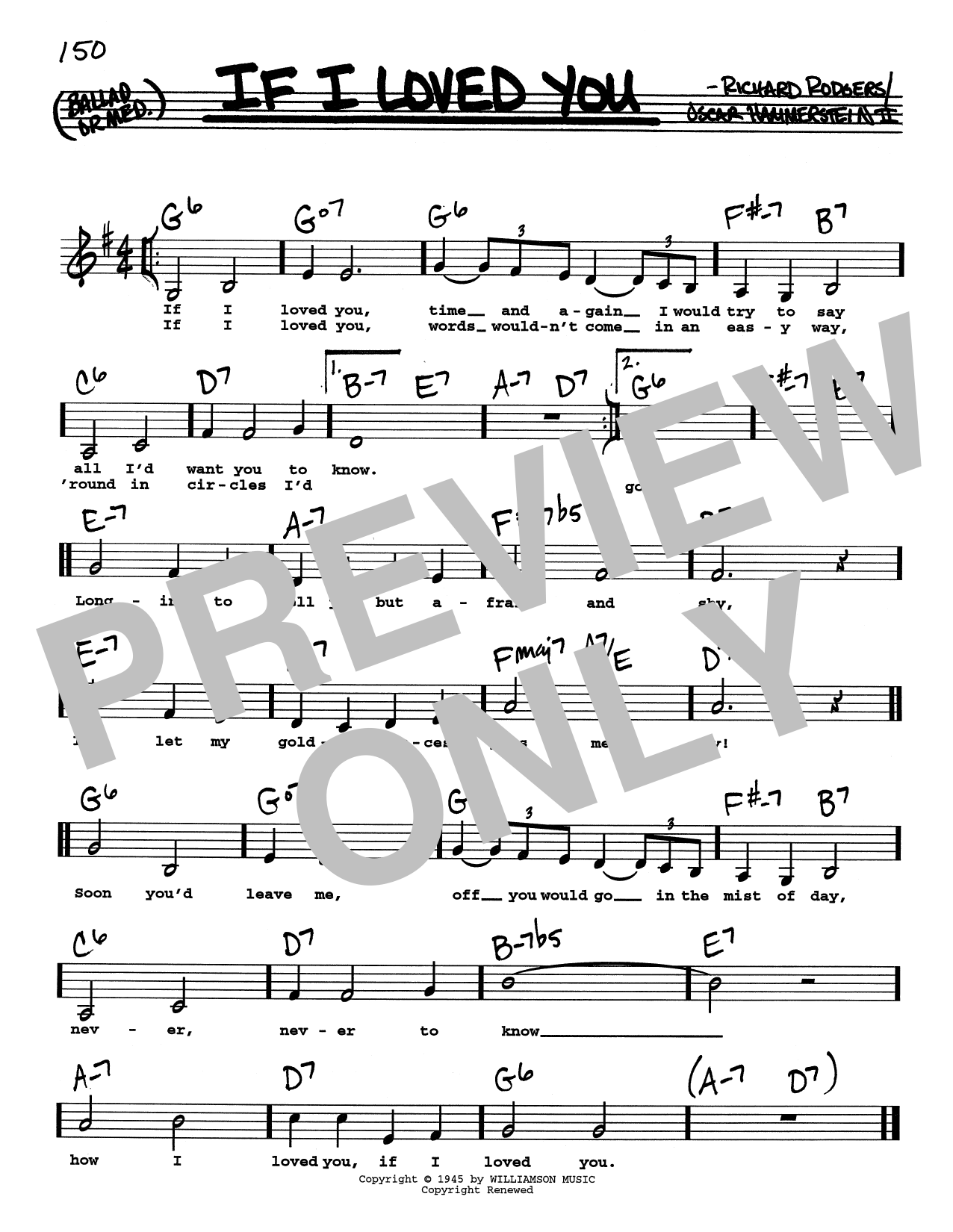 Download Rodgers & Hammerstein If I Loved You (Low Voice) Sheet Music and learn how to play Real Book – Melody, Lyrics & Chords PDF digital score in minutes