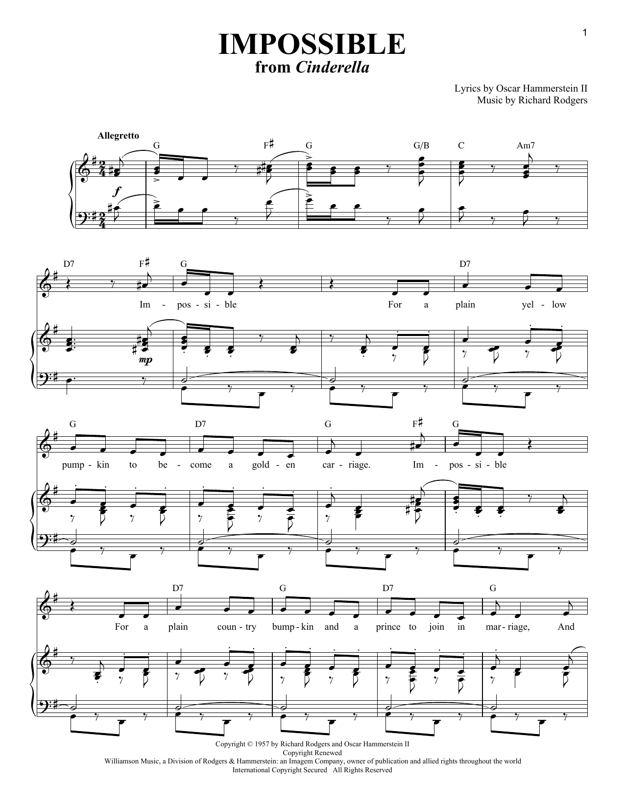 Download Rodgers & Hammerstein Impossible Sheet Music and learn how to play Piano & Vocal PDF digital score in minutes