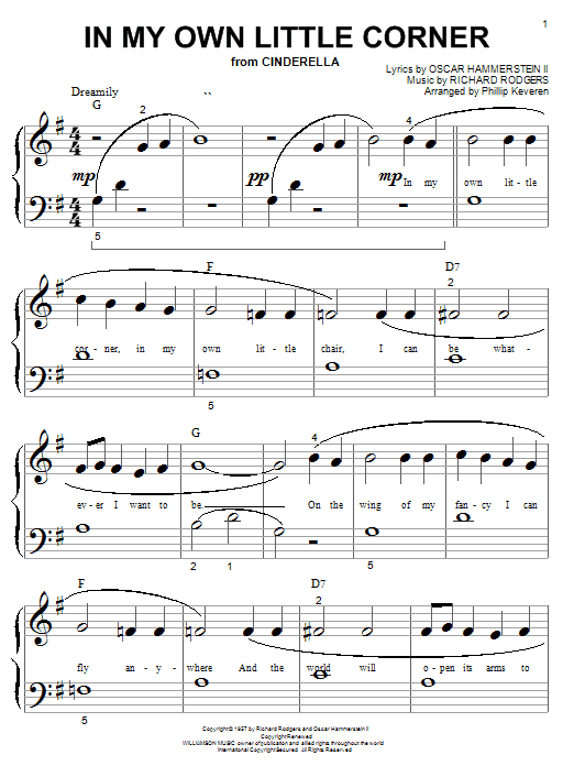 Download Rodgers & Hammerstein In My Own Little Corner Sheet Music and learn how to play Piano (Big Notes) PDF digital score in minutes