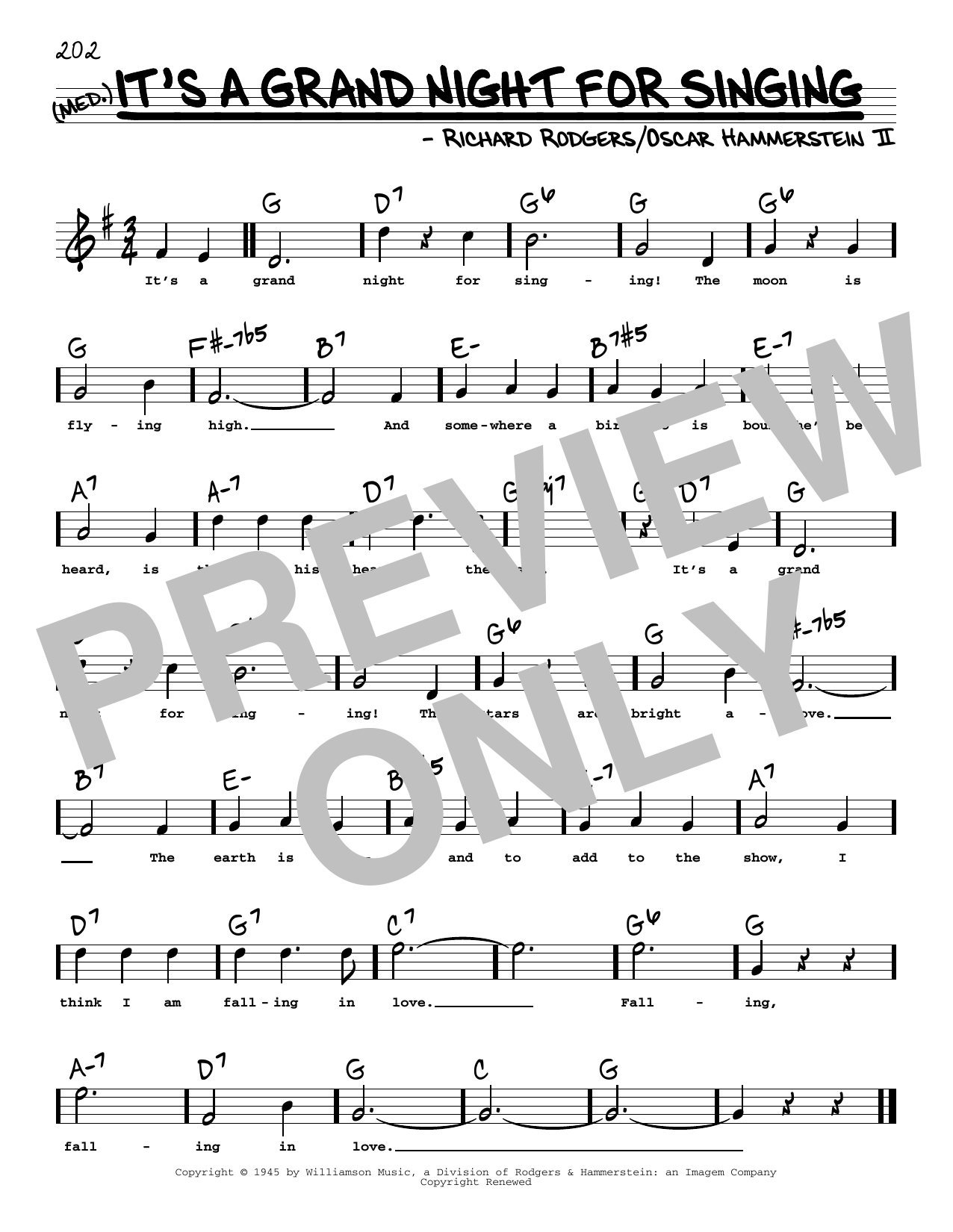 Download Rodgers & Hammerstein It's A Grand Night For Singing (High Voice) (from State Fair) Sheet Music and learn how to play Real Book – Melody, Lyrics & Chords PDF digital score in minutes