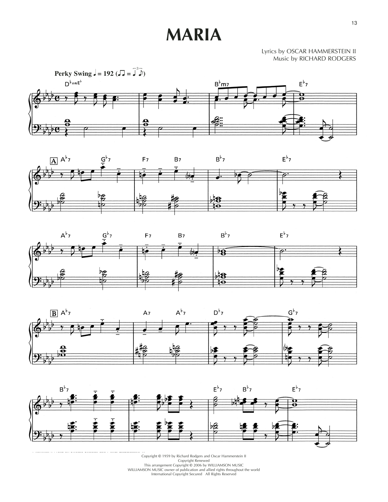 Download Rodgers & Hammerstein Maria [Jazz version] (from The Sound Of Music) Sheet Music and learn how to play Piano Solo PDF digital score in minutes