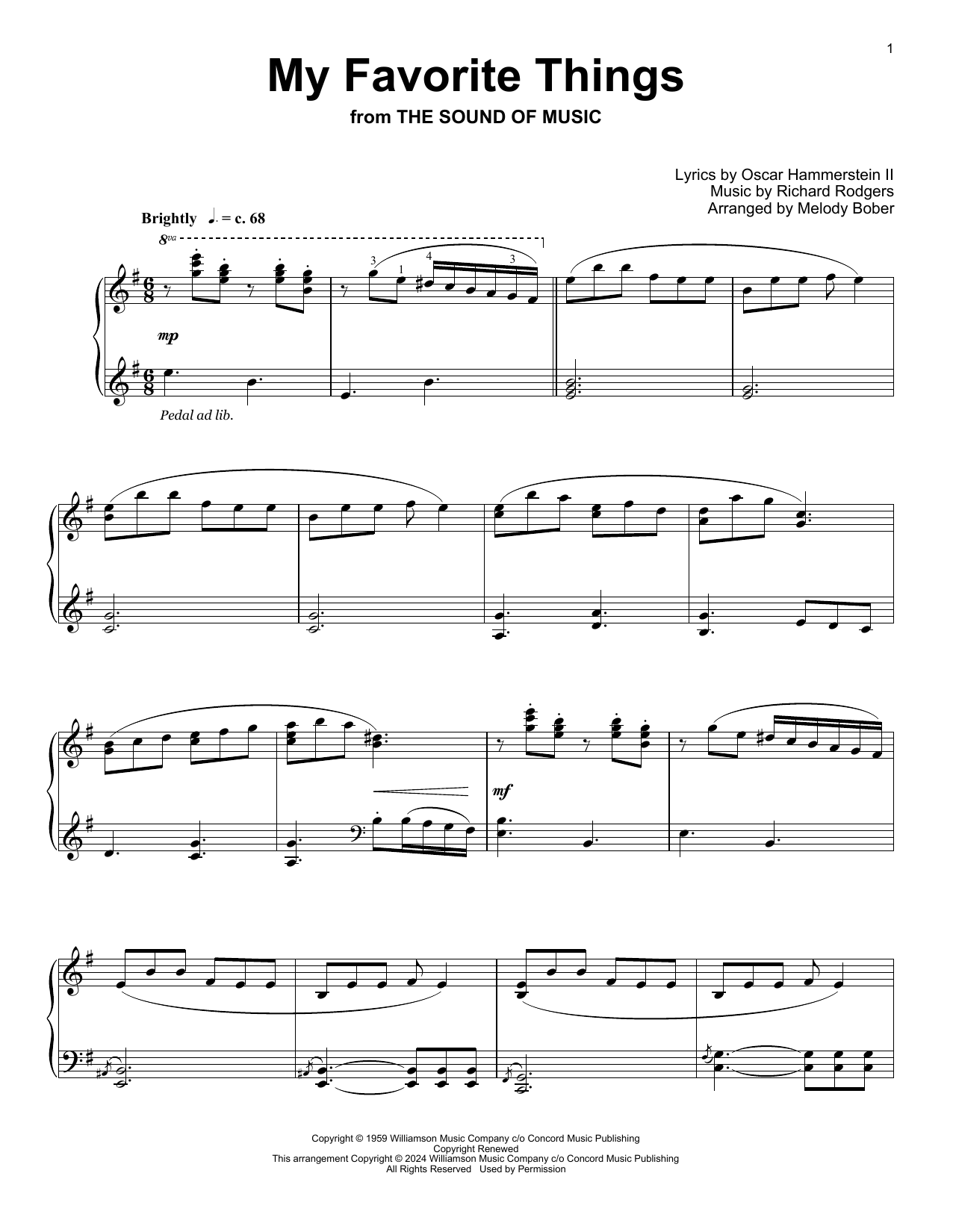 Download Rodgers & Hammerstein My Favorite Things (arr. Melody Bober) Sheet Music and learn how to play Educational Piano PDF digital score in minutes