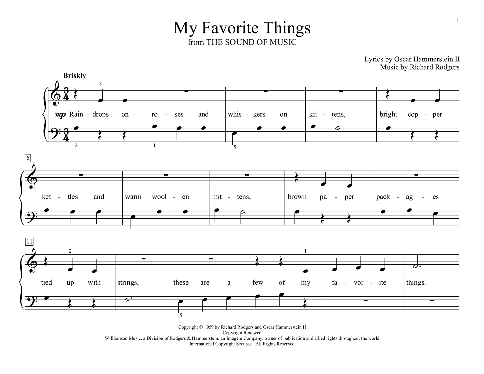 Download Rodgers & Hammerstein My Favorite Things (from The Sound of Music) (arr. Christopher Hussey) Sheet Music and learn how to play Educational Piano PDF digital score in minutes