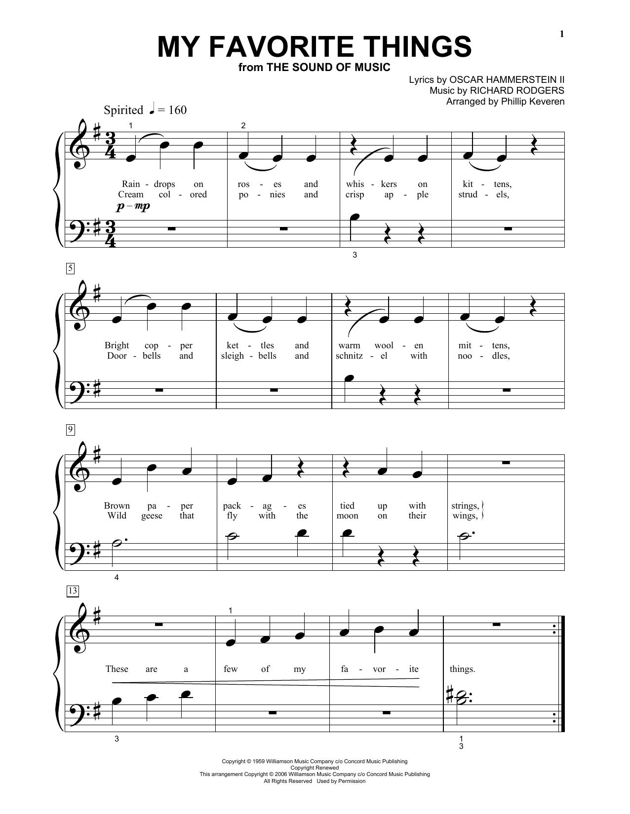 Download Rodgers & Hammerstein My Favorite Things (from The Sound Of Music) Sheet Music and learn how to play Piano PDF digital score in minutes