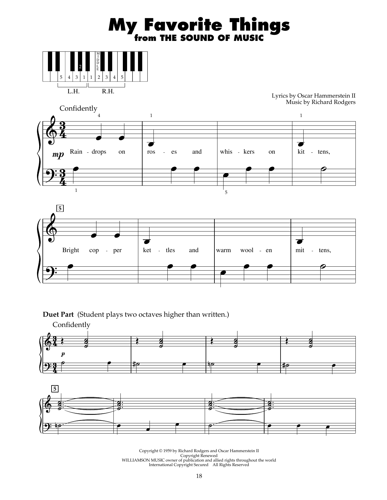 Download Rodgers & Hammerstein My Favorite Things (from The Sound Of Silence) Sheet Music and learn how to play 5-Finger Piano PDF digital score in minutes