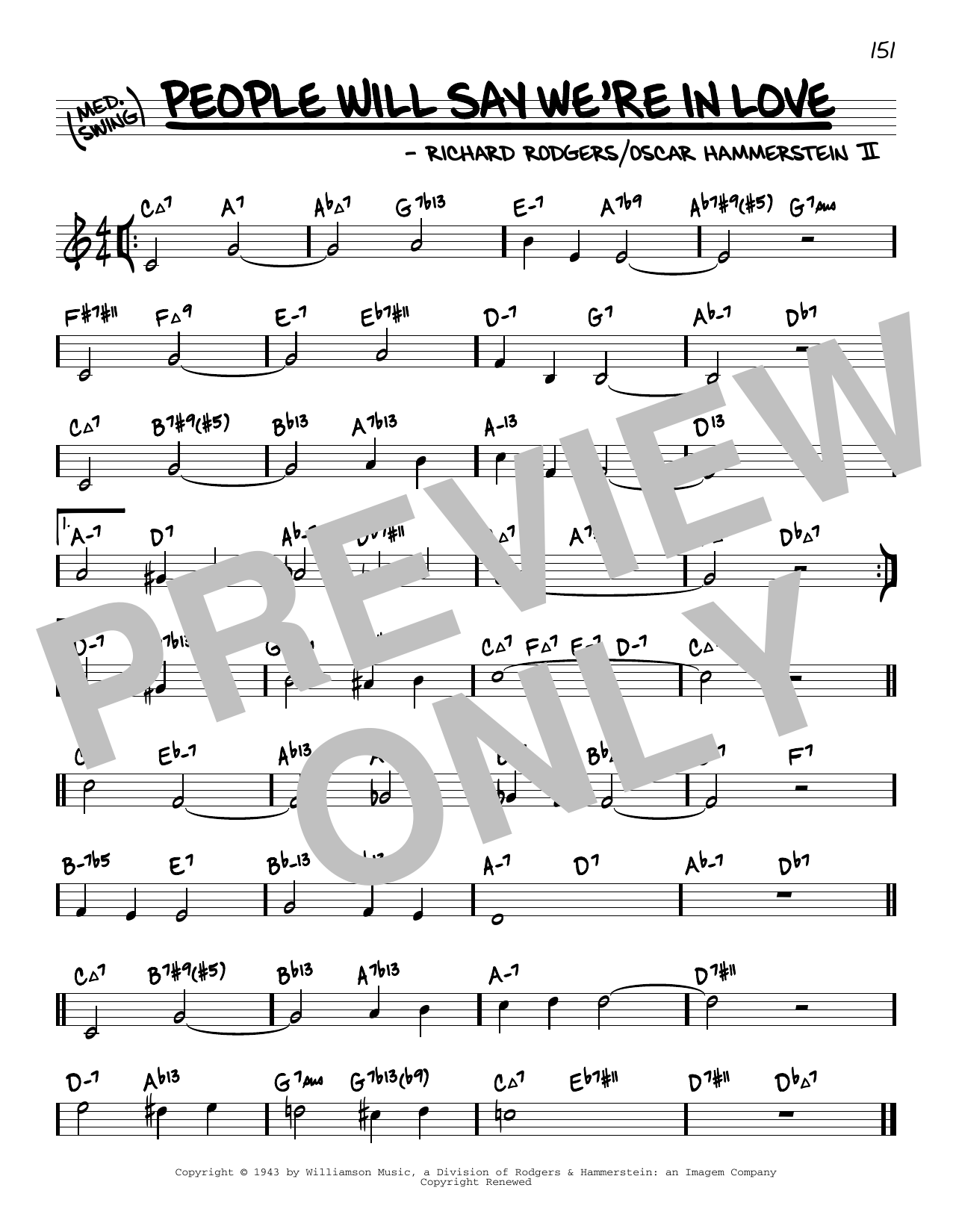 Download Rodgers & Hammerstein People Will Say We're In Love (from Oklahoma) (arr. David Hazeltine) Sheet Music and learn how to play Real Book – Enhanced Chords PDF digital score in minutes