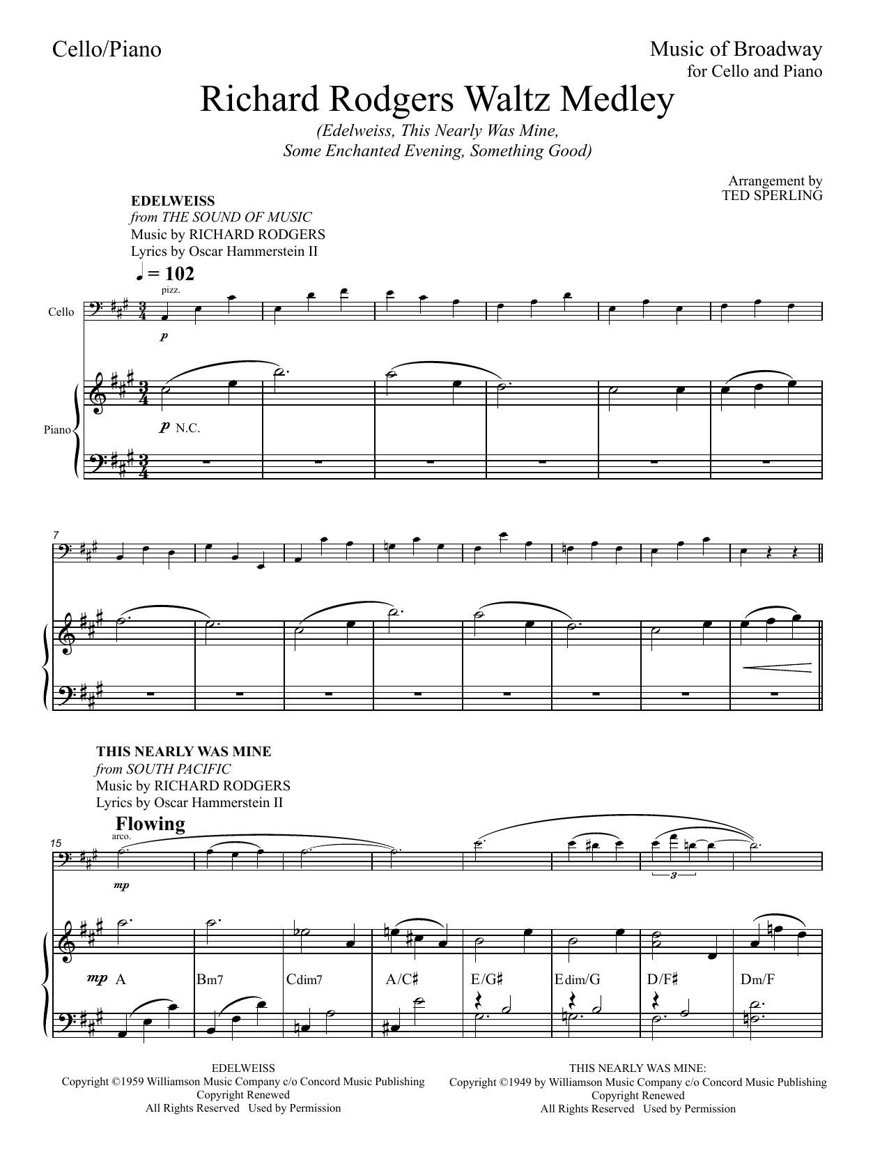 Download Rodgers & Hammerstein Richard Rodgers Waltz Medley (arr. Ted Sperling) Sheet Music and learn how to play Cello and Piano PDF digital score in minutes
