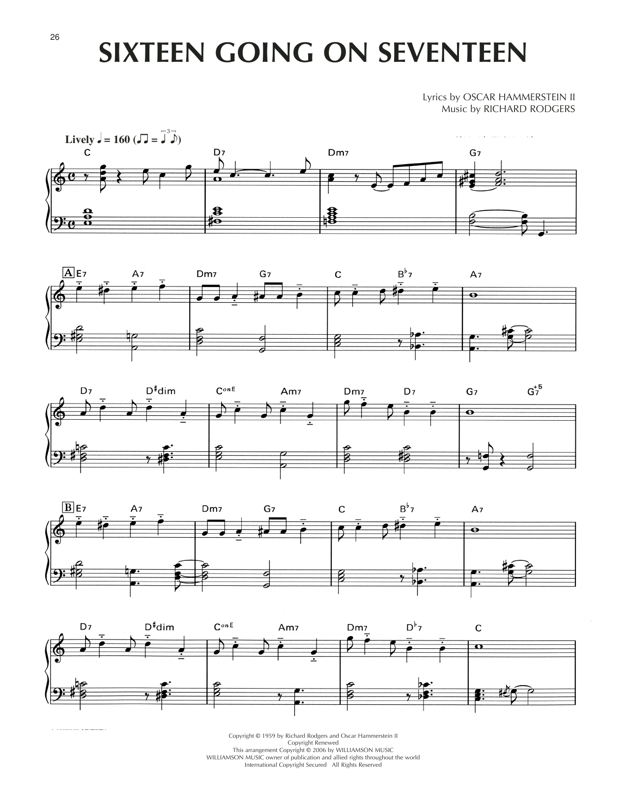 Download Rodgers & Hammerstein Sixteen Going On Seventeen [Jazz version] (from The Sound Of Music) Sheet Music and learn how to play Piano Solo PDF digital score in minutes