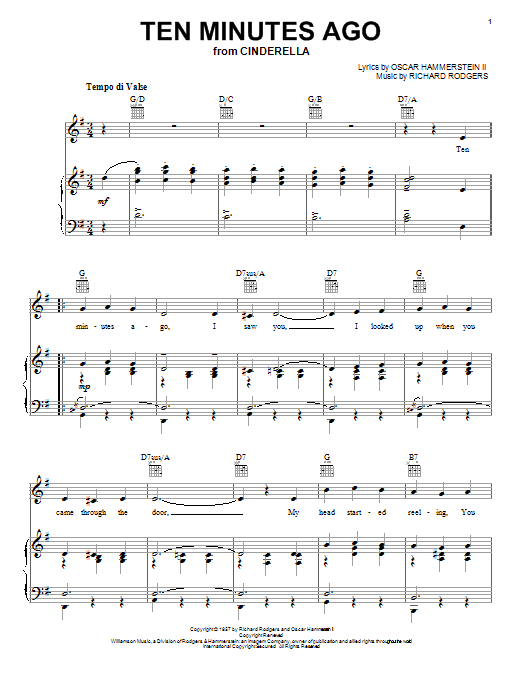Download Rodgers & Hammerstein Ten Minutes Ago (from Cinderella) Sheet Music and learn how to play Solo Guitar PDF digital score in minutes