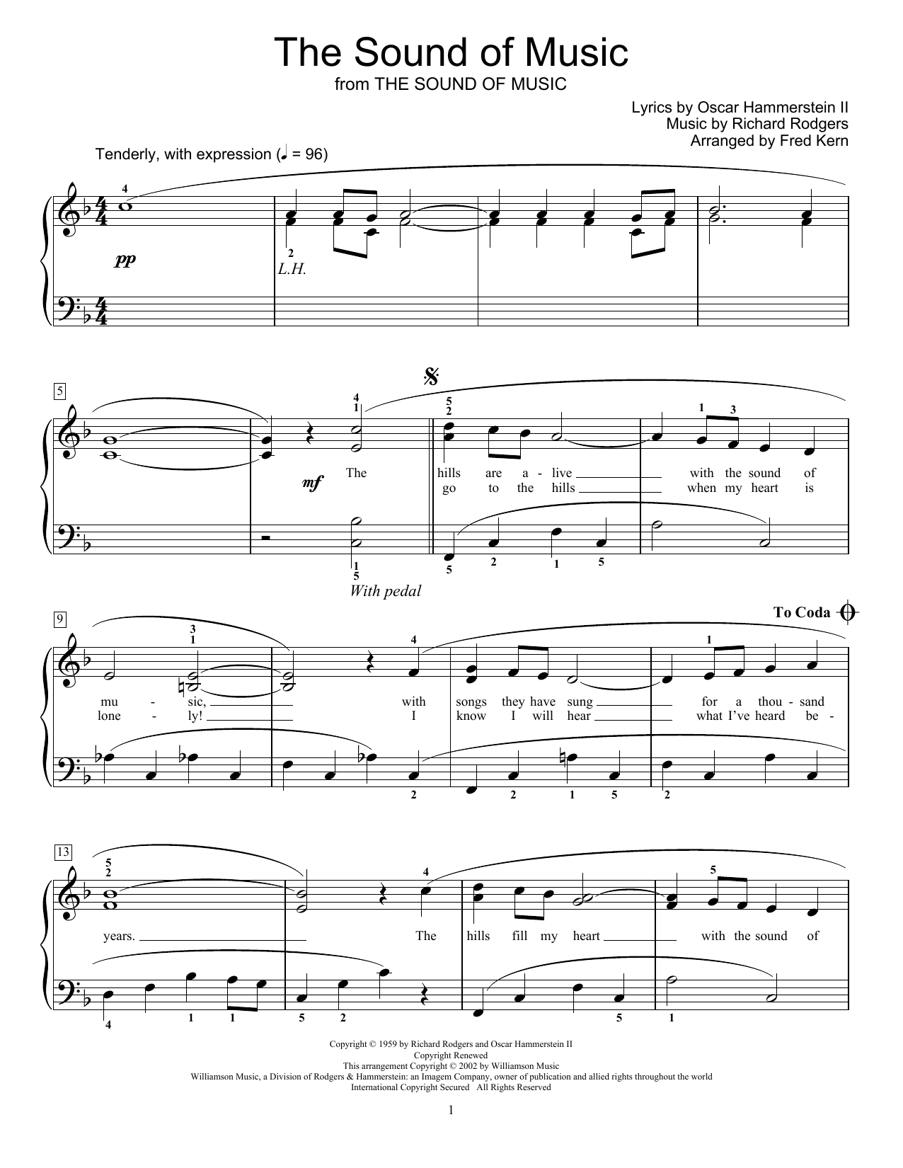 Download Rodgers & Hammerstein The Sound Of Music (arr. Fred Kern) Sheet Music and learn how to play Educational Piano PDF digital score in minutes