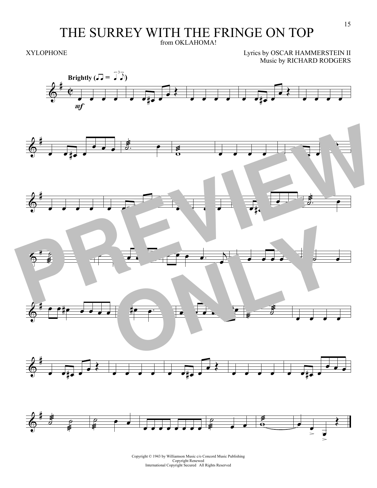 Download Rodgers & Hammerstein The Surrey With The Fringe On Top (from Oklahoma) Sheet Music and learn how to play Xylophone Solo PDF digital score in minutes