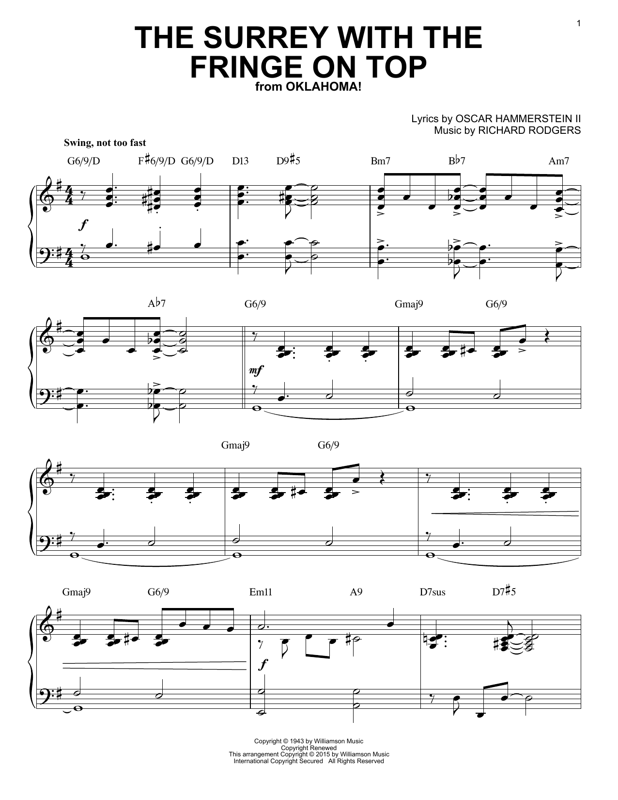 Download Rodgers & Hammerstein The Surrey With The Fringe On Top Sheet Music and learn how to play Piano PDF digital score in minutes