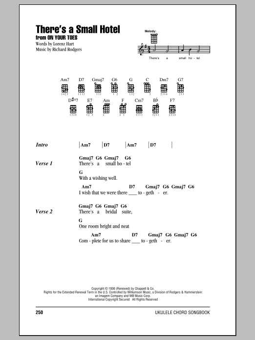 Download Rodgers & Hammerstein There's A Small Hotel Sheet Music and learn how to play Ukulele with strumming patterns PDF digital score in minutes