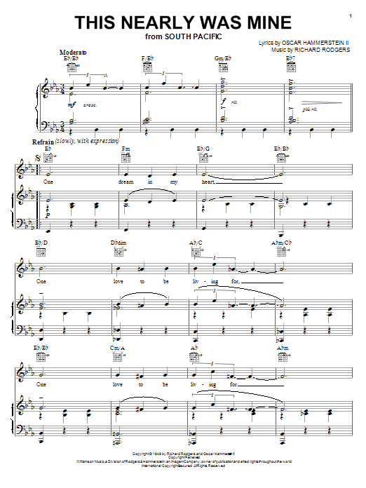 Download Rodgers & Hammerstein This Nearly Was Mine Sheet Music and learn how to play Violin PDF digital score in minutes