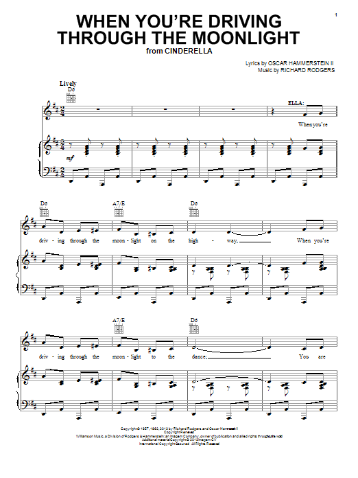 Download Rodgers & Hammerstein When You're Driving Through The Moonlight Sheet Music and learn how to play Piano, Vocal & Guitar (Right-Hand Melody) PDF digital score in minutes