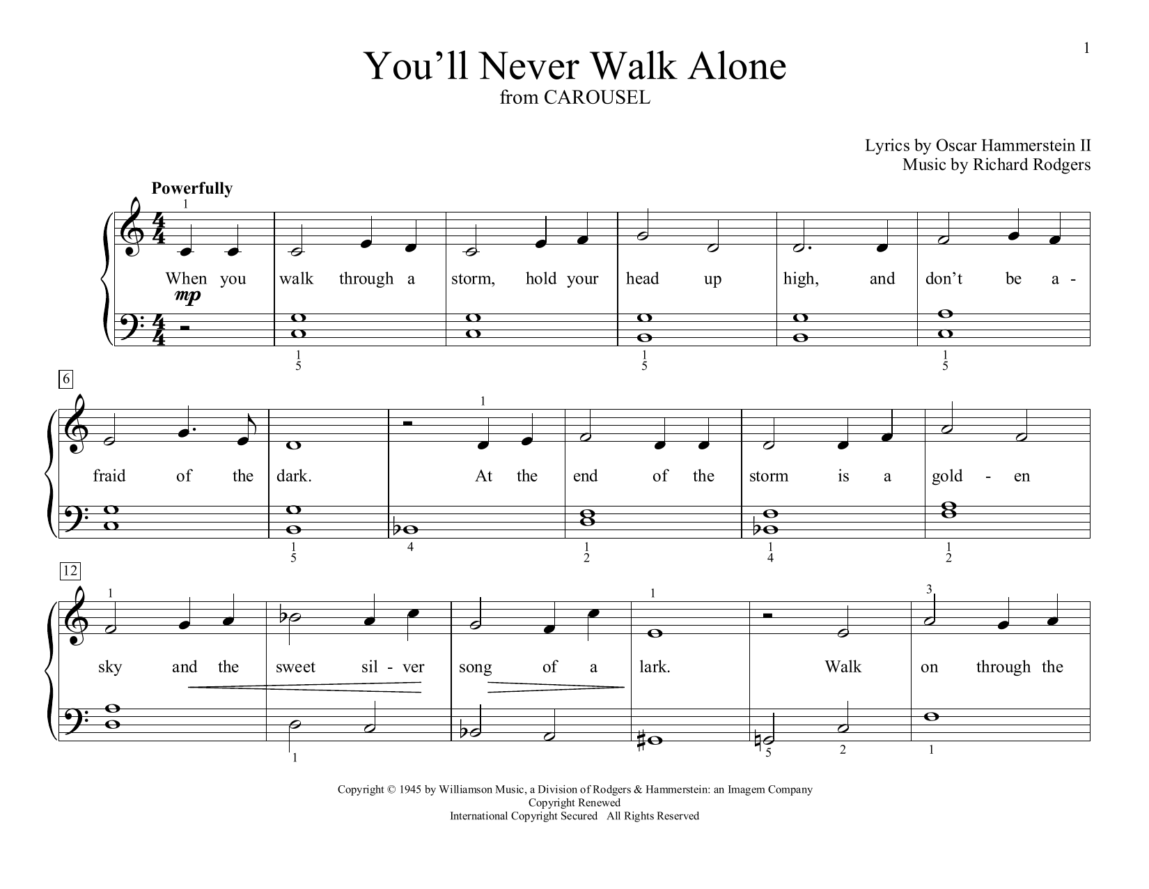 Download Rodgers & Hammerstein You'll Never Walk Alone (from Carousel) (arr. Christopher Hussey) Sheet Music and learn how to play Educational Piano PDF digital score in minutes