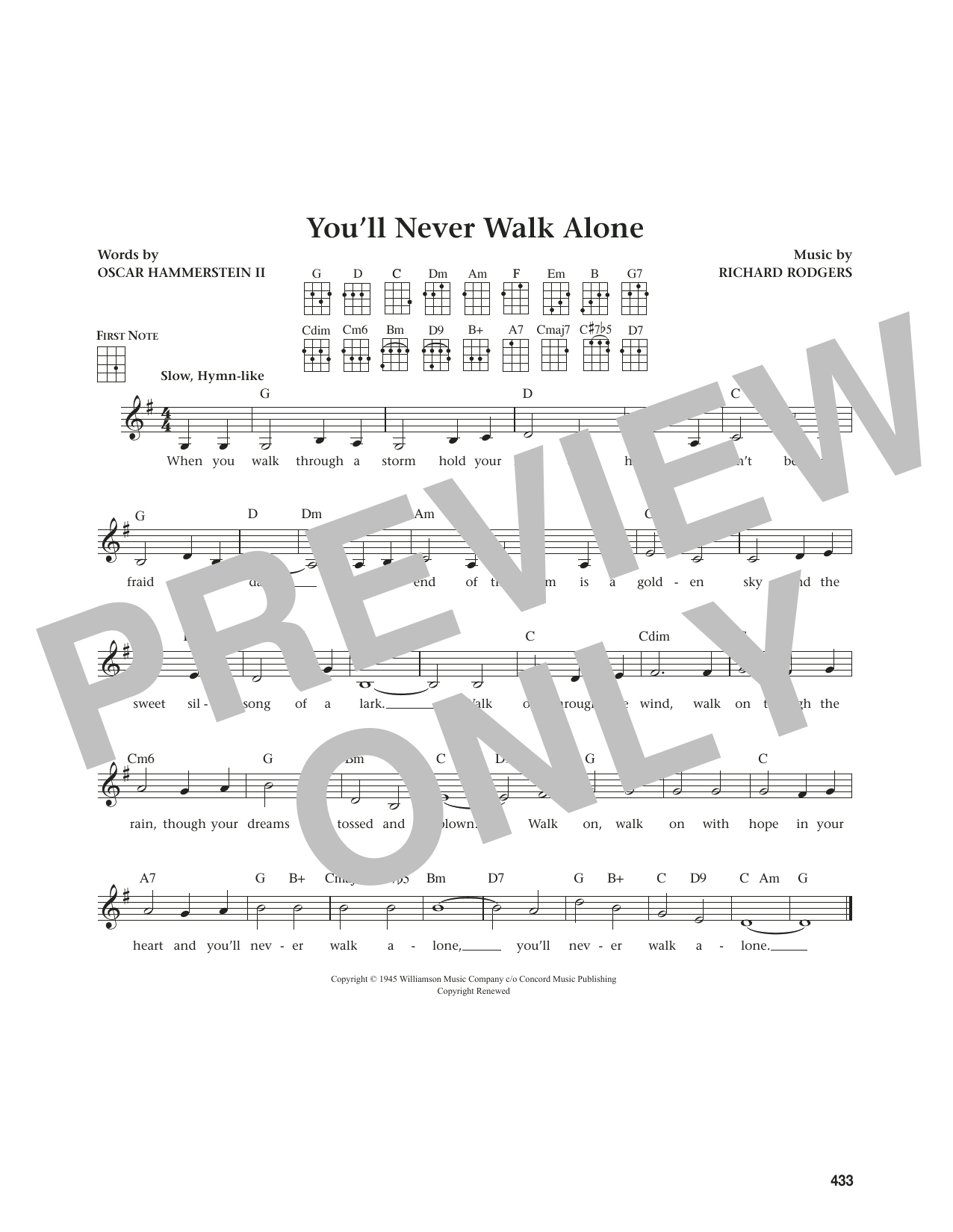 Download Rodgers & Hammerstein You'll Never Walk Alone (from Carousel) (from The Daily Ukulele) (arr. Jim Belof Sheet Music and learn how to play Ukulele PDF digital score in minutes