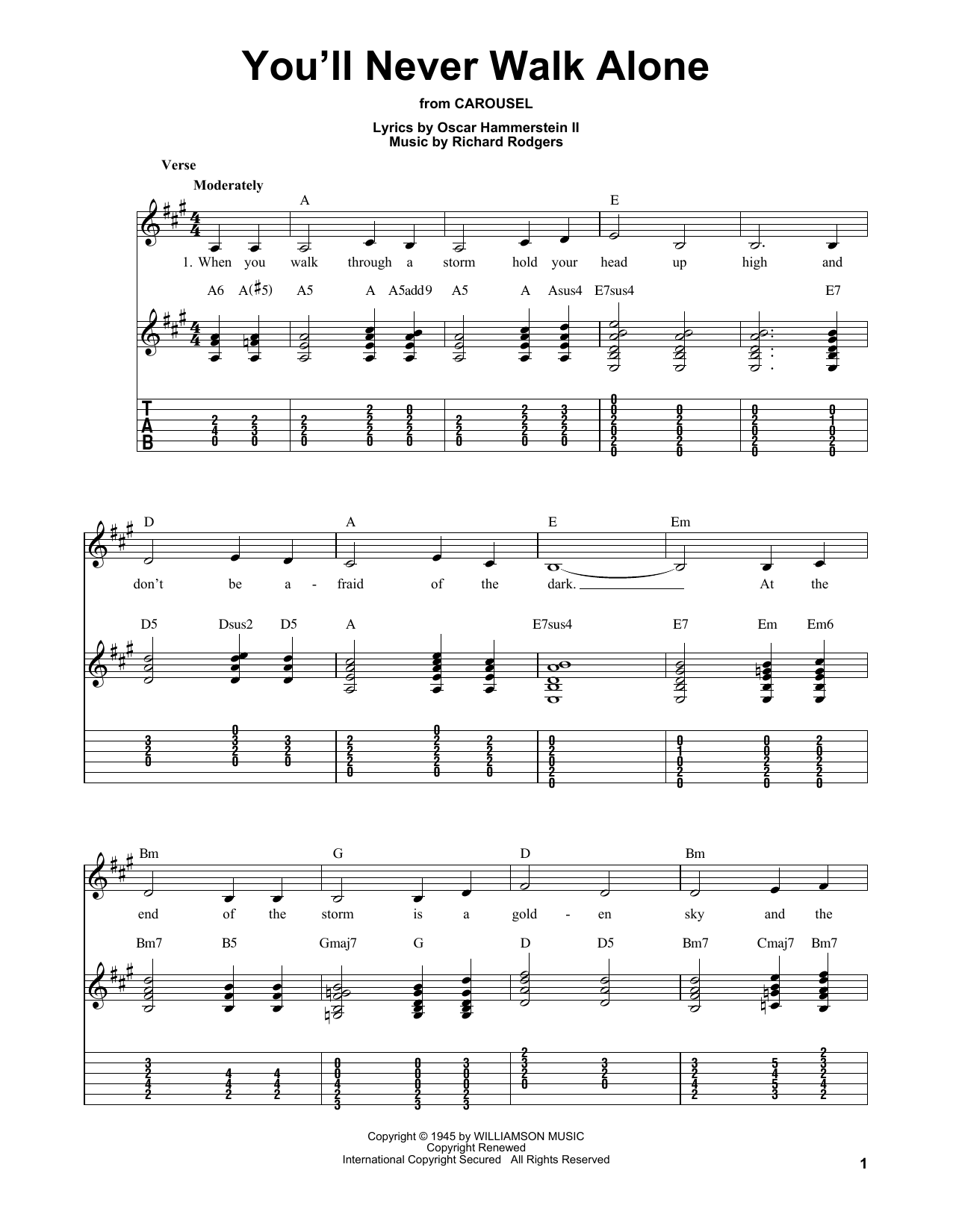 Download Gerry And The Pacemakers You'll Never Walk Alone Sheet Music and learn how to play Lyrics & Chords PDF digital score in minutes