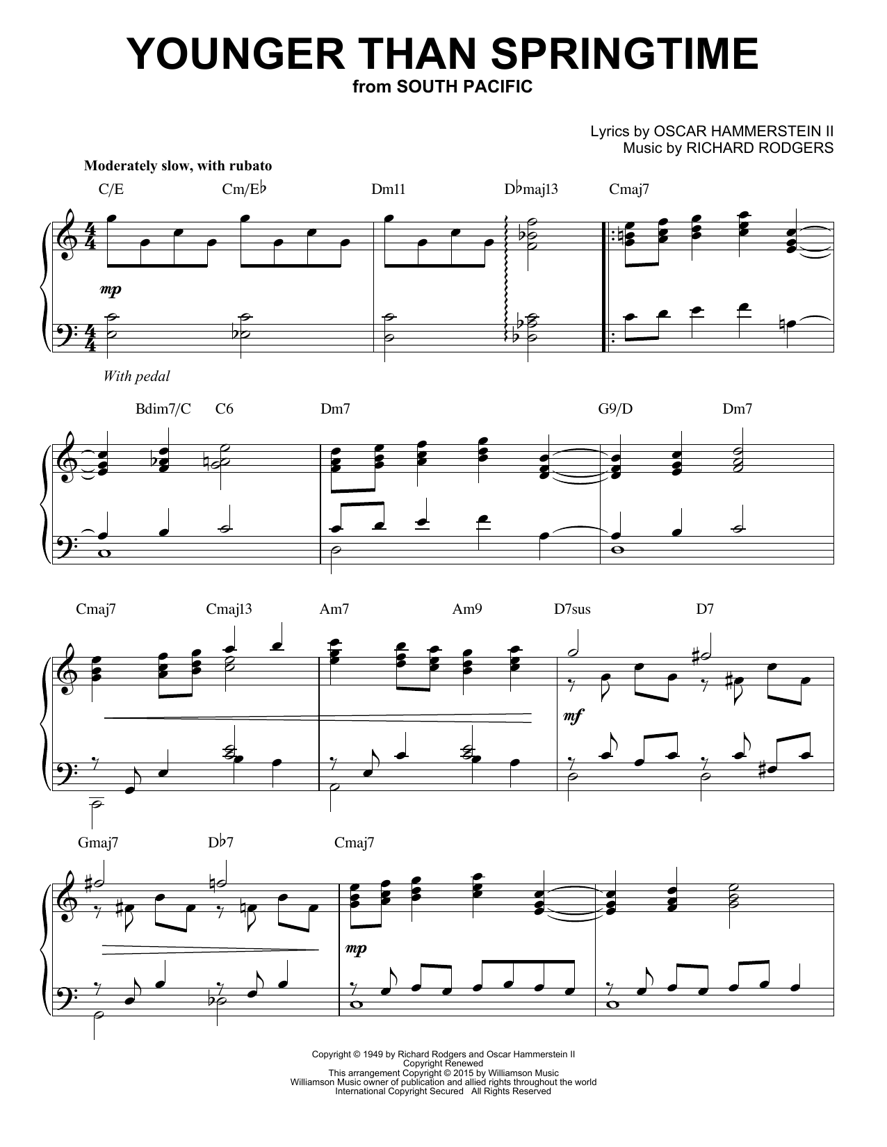 Download Rodgers & Hammerstein Younger Than Springtime Sheet Music and learn how to play Piano PDF digital score in minutes