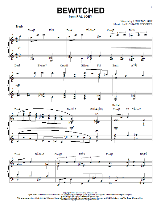 Download Rodgers & Hart Bewitched Sheet Music and learn how to play Piano PDF digital score in minutes