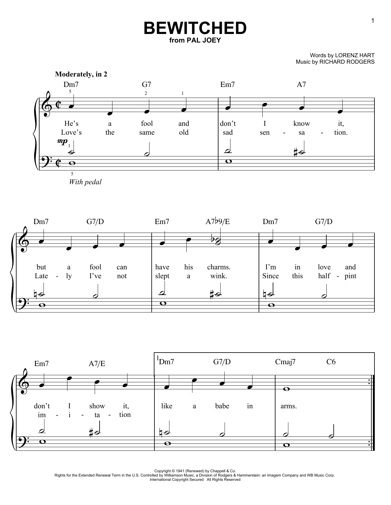 Download Rodgers & Hart Bewitched Sheet Music and learn how to play Real Book - Melody & Chords - Bb Instruments PDF digital score in minutes