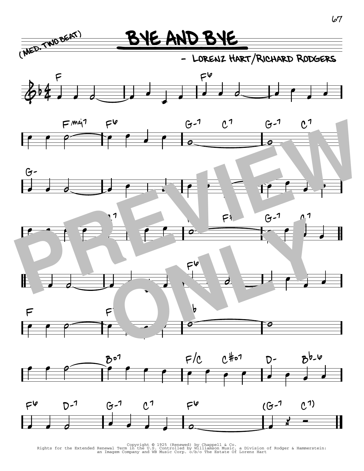 Download Rodgers & Hart Bye And Bye Sheet Music and learn how to play Real Book – Melody & Chords PDF digital score in minutes