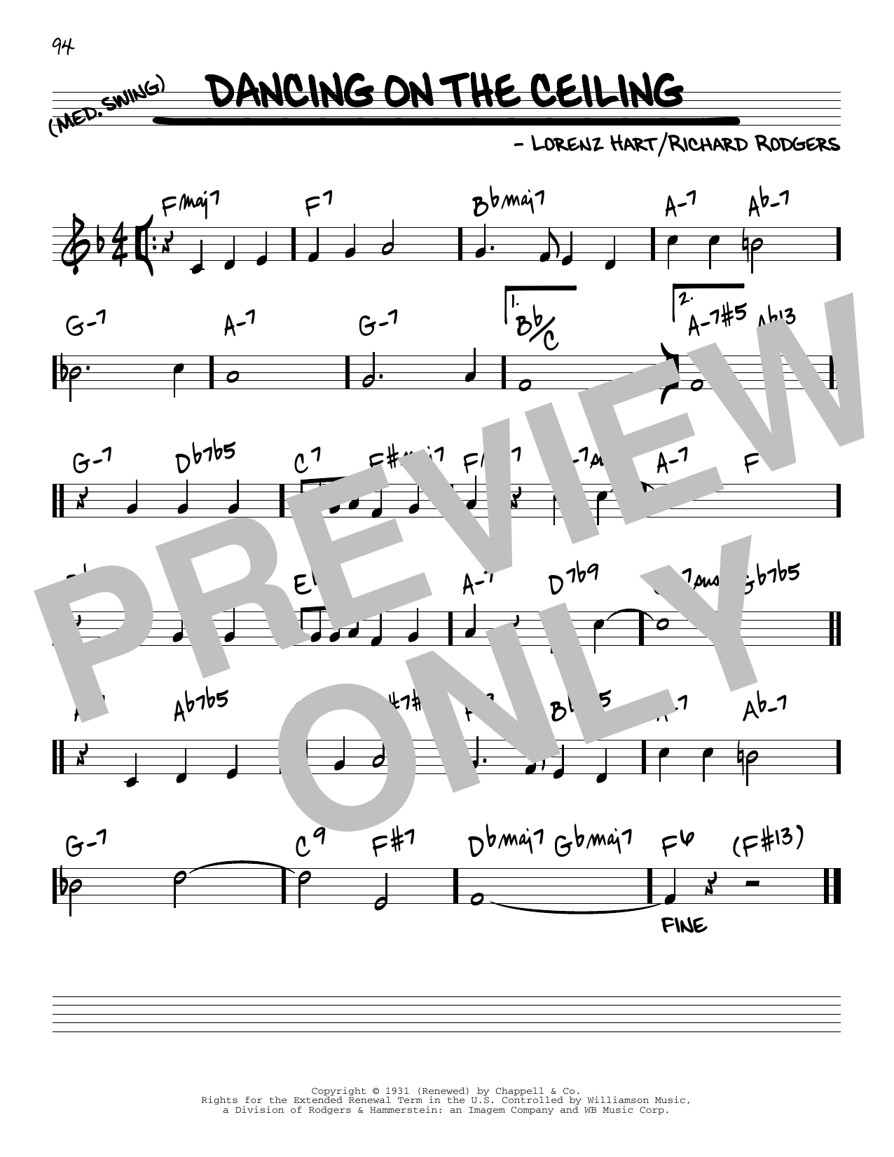 Download Rodgers & Hart Dancing On The Ceiling [Reharmonized version] (arr. Jack Grassel) Sheet Music and learn how to play Real Book – Melody & Chords PDF digital score in minutes