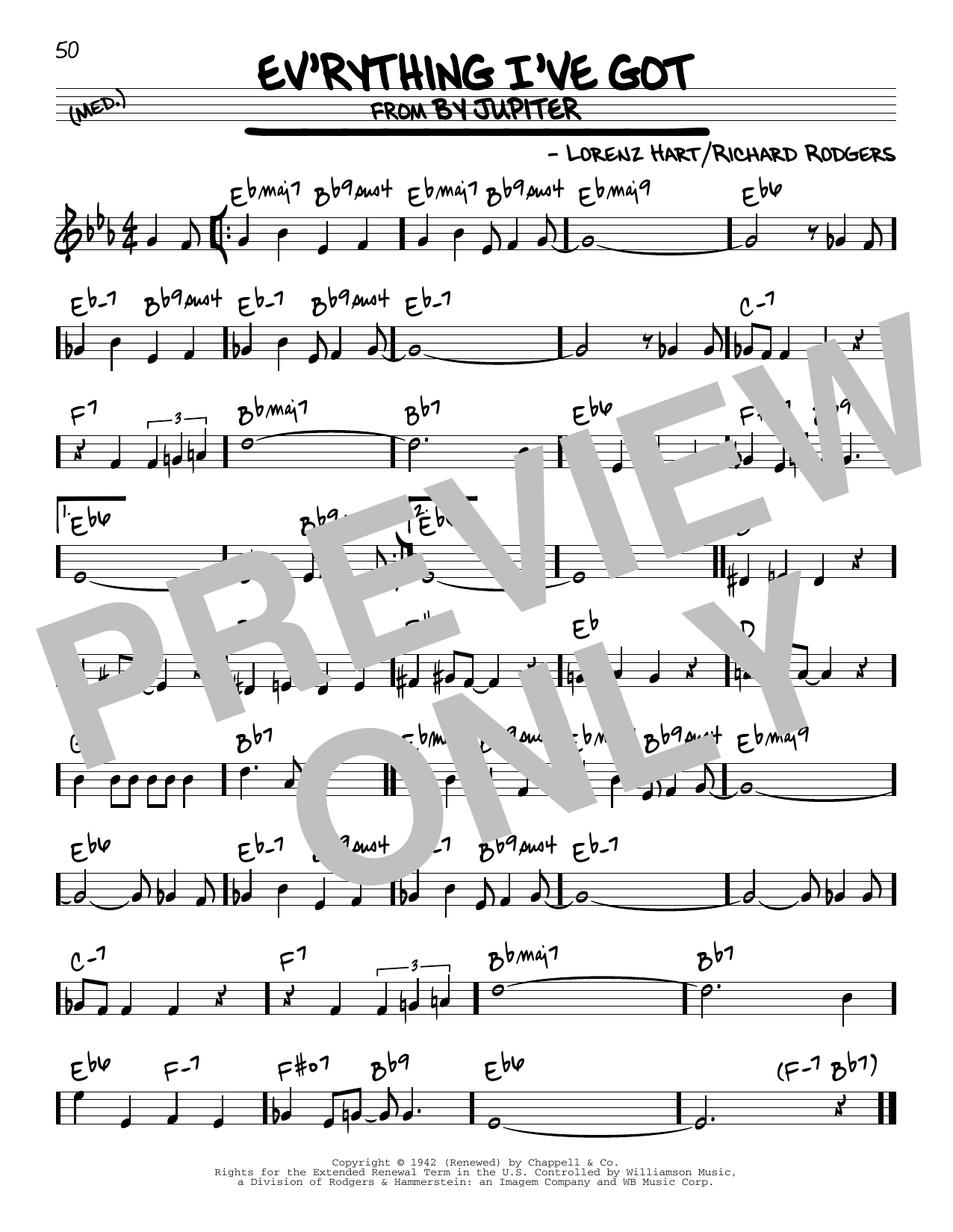Download Rodgers & Hart Ev'rything I've Got Sheet Music and learn how to play Real Book – Melody & Chords PDF digital score in minutes