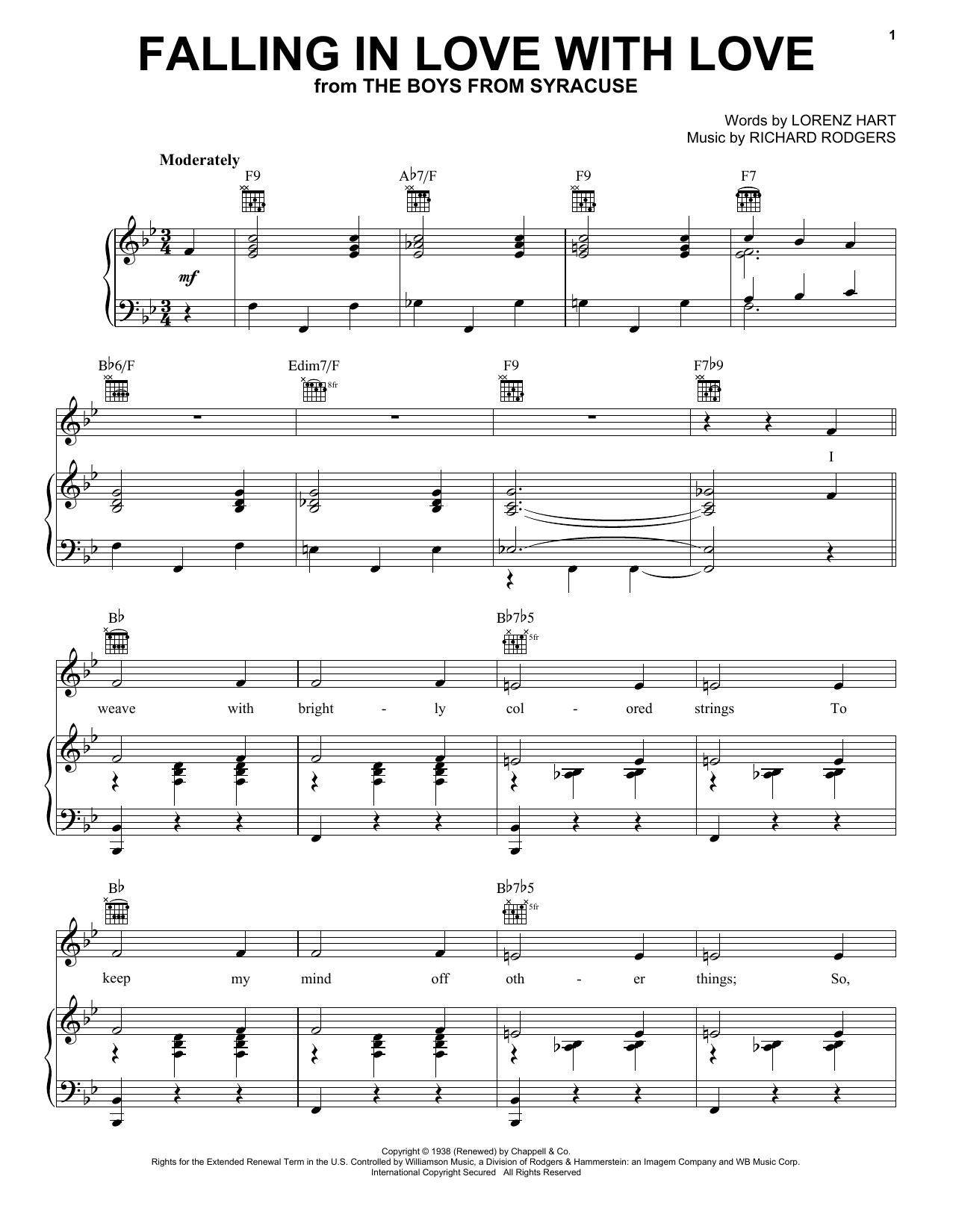 Download Rodgers & Hart Falling In Love With Love Sheet Music and learn how to play Piano, Vocal & Guitar (Right-Hand Melody) PDF digital score in minutes
