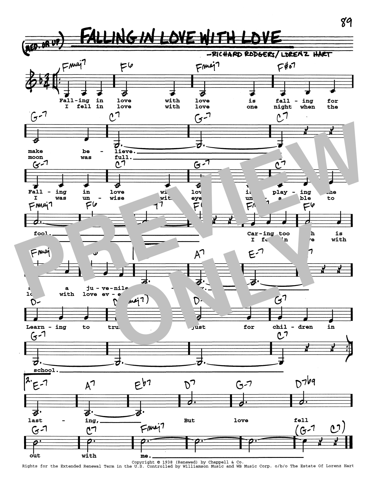 Download Rodgers & Hart Falling In Love With Love (Low Voice) Sheet Music and learn how to play Real Book – Melody, Lyrics & Chords PDF digital score in minutes