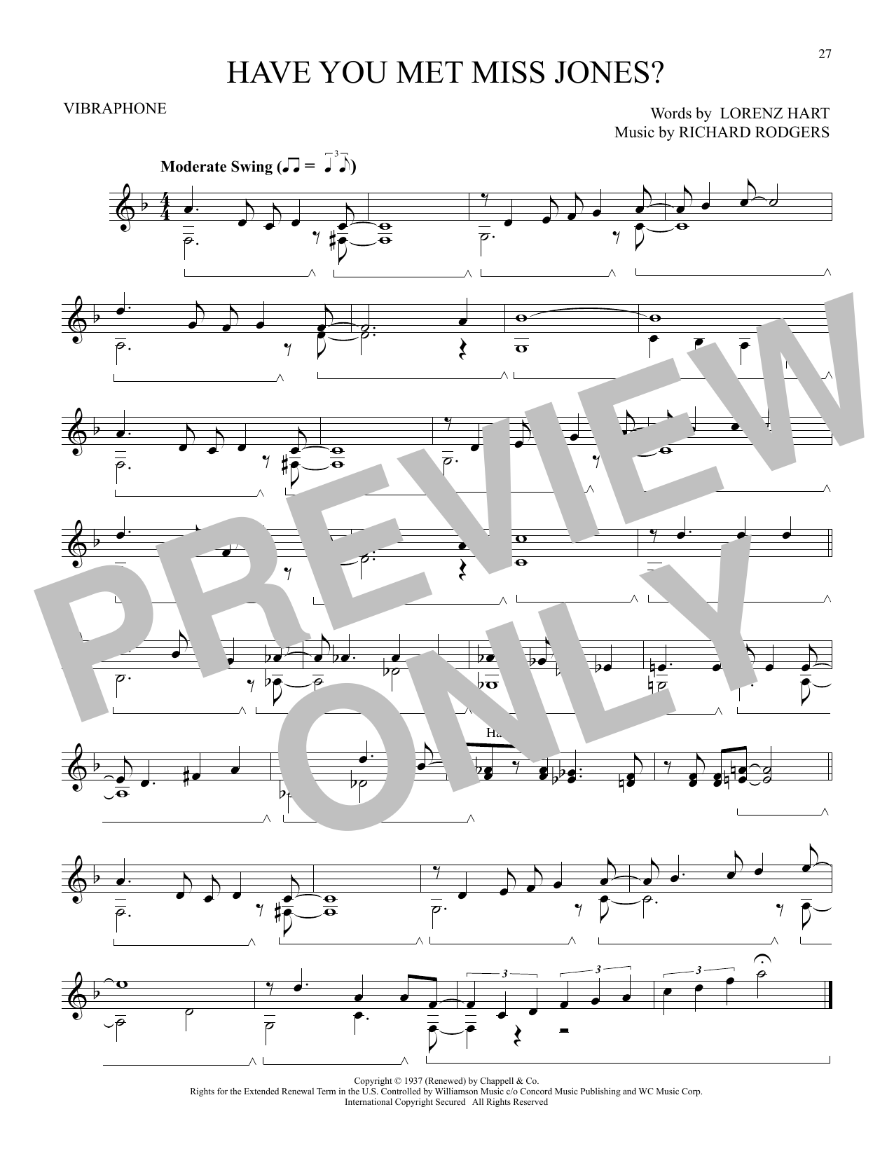 Download Rodgers & Hart Have You Met Miss Jones? (from I'd Rather Be Right) Sheet Music and learn how to play Vibraphone Solo PDF digital score in minutes