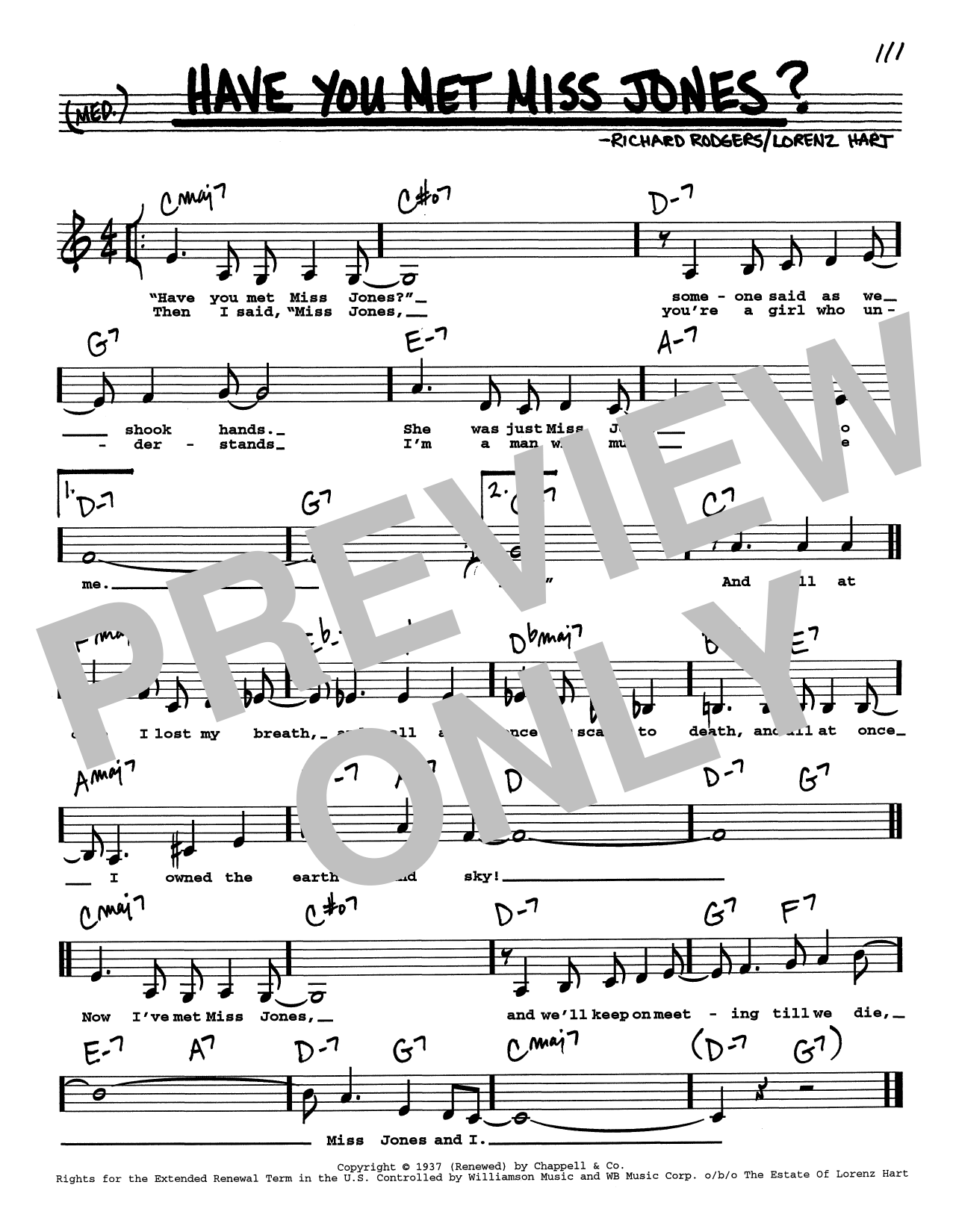 Download Rodgers & Hart Have You Met Miss Jones? (Low Voice) Sheet Music and learn how to play Real Book – Melody, Lyrics & Chords PDF digital score in minutes