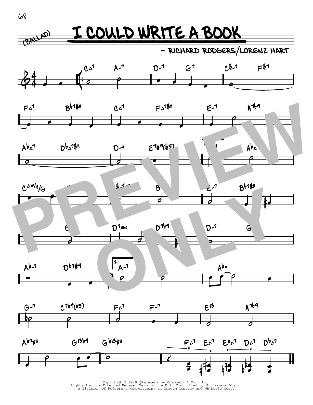 Download Rodgers & Hart I Could Write A Book (arr. David Hazeltine) Sheet Music and learn how to play Real Book – Enhanced Chords PDF digital score in minutes