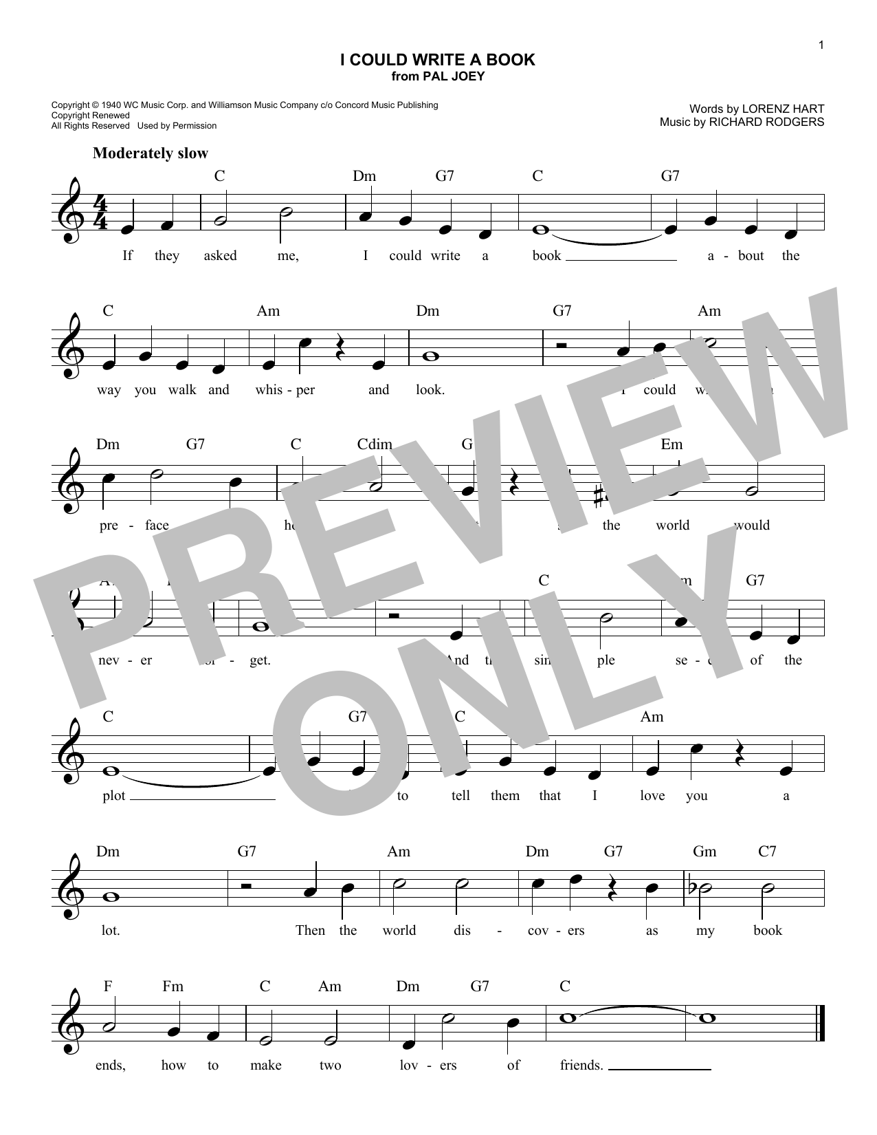 Download Rodgers & Hart I Could Write A Book (from Pal Joey) Sheet Music and learn how to play Lead Sheet / Fake Book PDF digital score in minutes